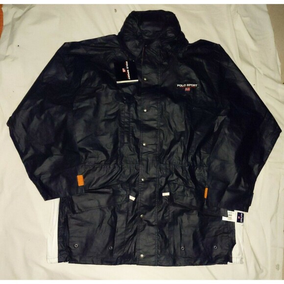 VTG NWT POLO SPORT Ralph Lauren Wet Look Black Jacket  XXL Stadium snow beach - Picture 3 of 8